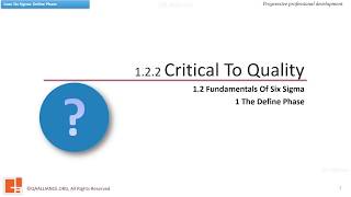 1.2.2 Critical To Quality Characteristics
