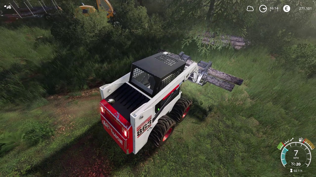 FS19 - Loading logs with Bobcat