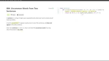 [September 17, 2024, LeetCode daily] 884. Uncommon Words from Two Sentences - Python solution