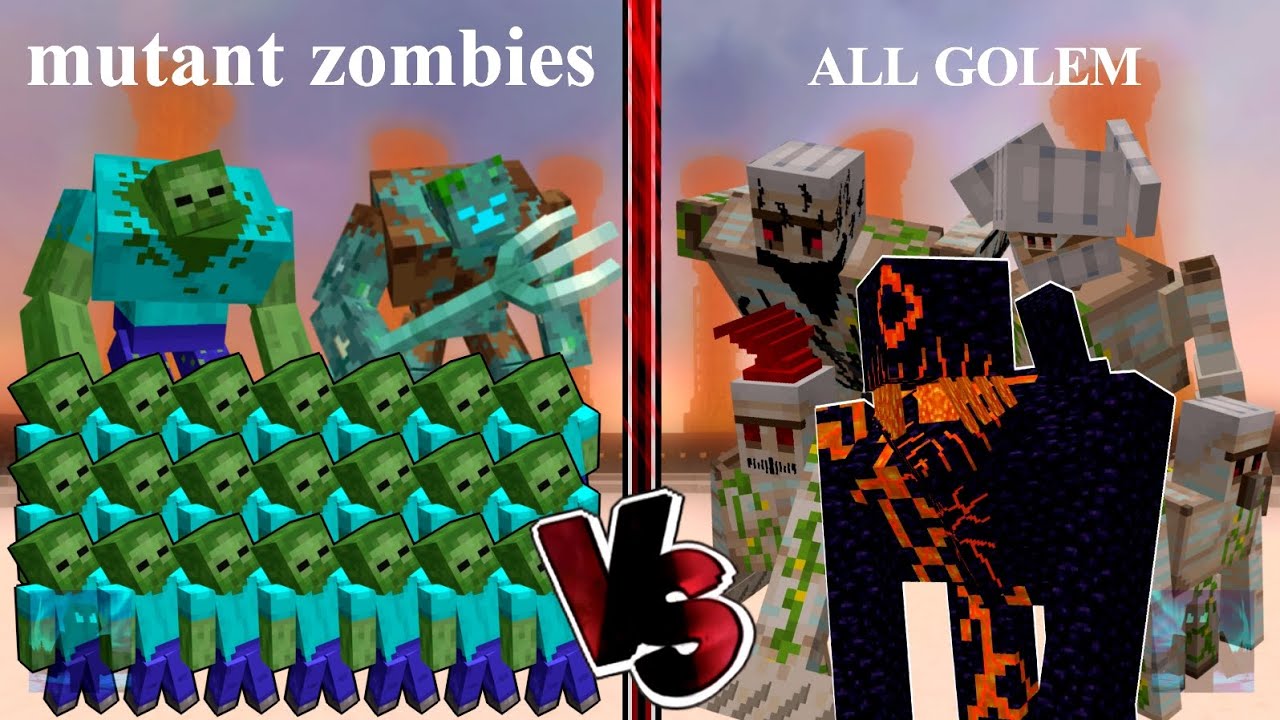Zombie Army vs Every Golem and ALL GOLEMS in Minecraft Mob Battle 🔥 ...
