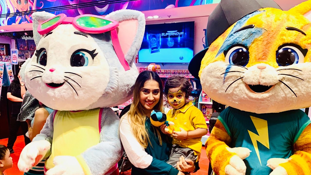 Mikaal meets Lampo and Milady 44 cats The Toy Store Dubai Mall