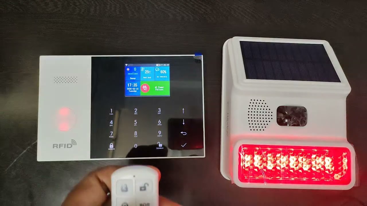 Produktbild von Solarbetriebene Stroboskop-Sirene – Kabellos, Wasserdicht, 433 MHz – Mit Rotem Blinklicht & Lauter Alarmsirene Für Außenbereich