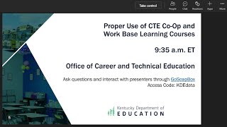 Proper Use of CTE Co Op and Work Based Learning Courses