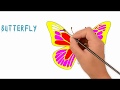 Learning to Draw and Color a Butterfly + More | The Kids' Learning Video...
