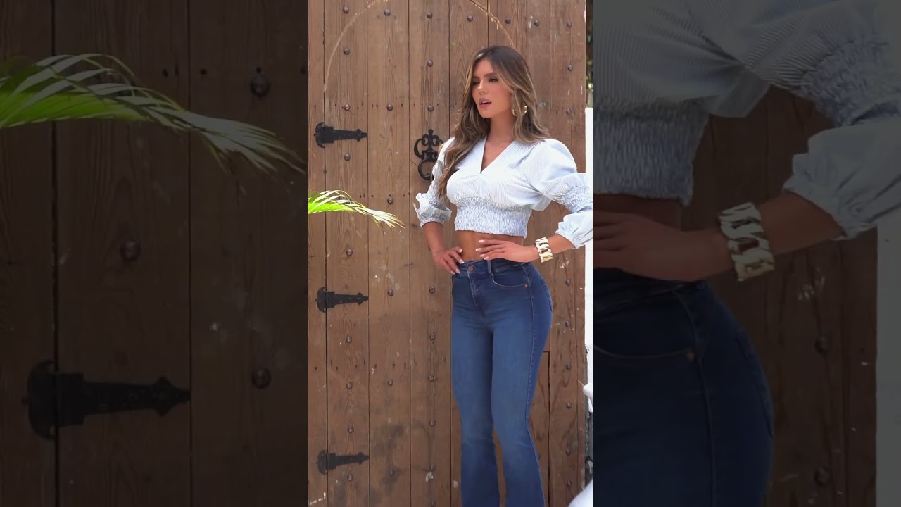 👖 Carisma Ref. C1497 – Jean Levantacola bota campana azul medio con push up colombiano