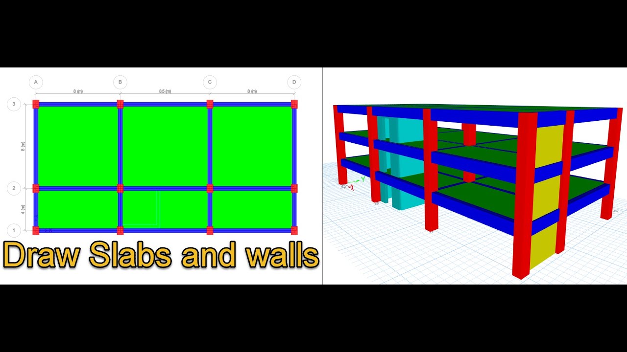 How to drawing slab and wall in etabs 2018 YouTube