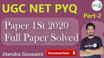 09:00 PM Part-2 2020 UGC NET Paper 1| NET 2020 Exam previous year question paper with answer