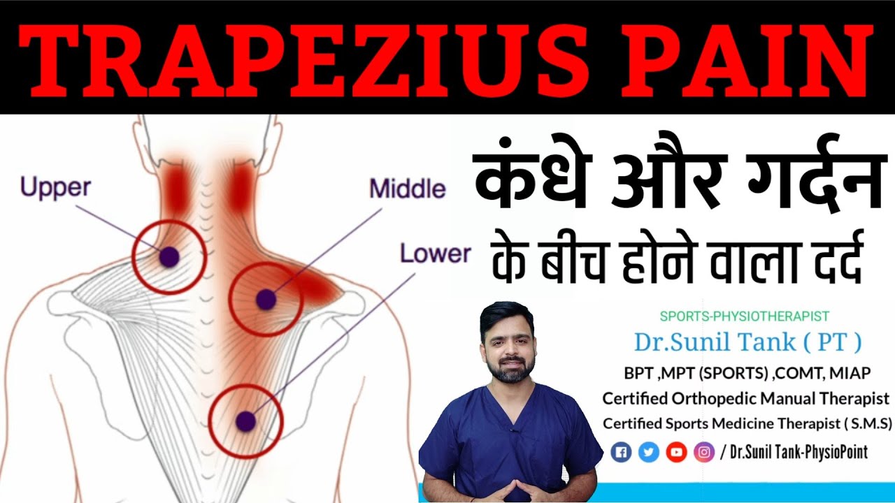 Trapezius muscle pain relief exercises in hindi कंधे और गर्दन के बीच