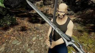 Touché: Data-Driven Interactive Sword Fighting in Virtual Reality