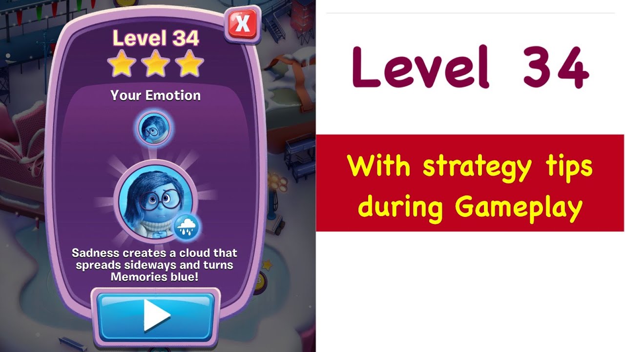 Inside Out Thought Bubbles Level 34 Tips and Strategy Gameplay Walkthrough