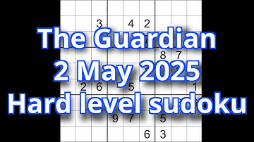 Sudoku solution – The Guardian 2 May 2025 Hard level