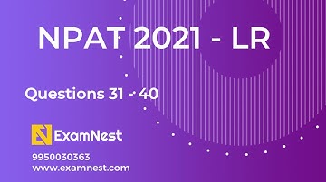 NPAT 2021 | Reasoning Questions 31 to 40 | Previous Year Paper | NPAT Original | IPMAT