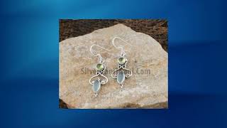 Solid Silver Peridot & Aqua Chalcedony Earrings 925 Sterling Silver Designer Handmade Earrings ...