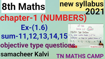 8th TN Maths EX-(1.6) sum(11to15) chapter-1(NUMBERS)new syllabus book 2021|samacheer Kalvi 8th Maths