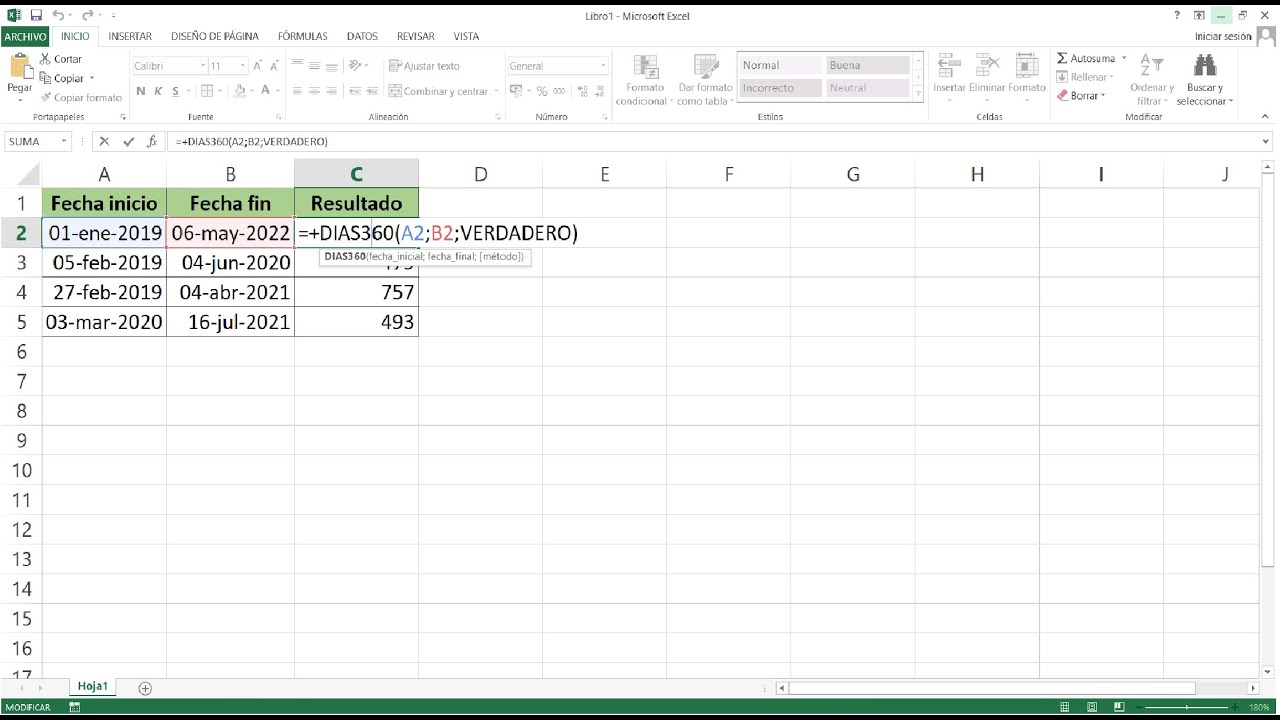 Cómo Utilizar la Función DIAS360 en Excel