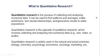 Introduction to Quantitative Research (Part 1)