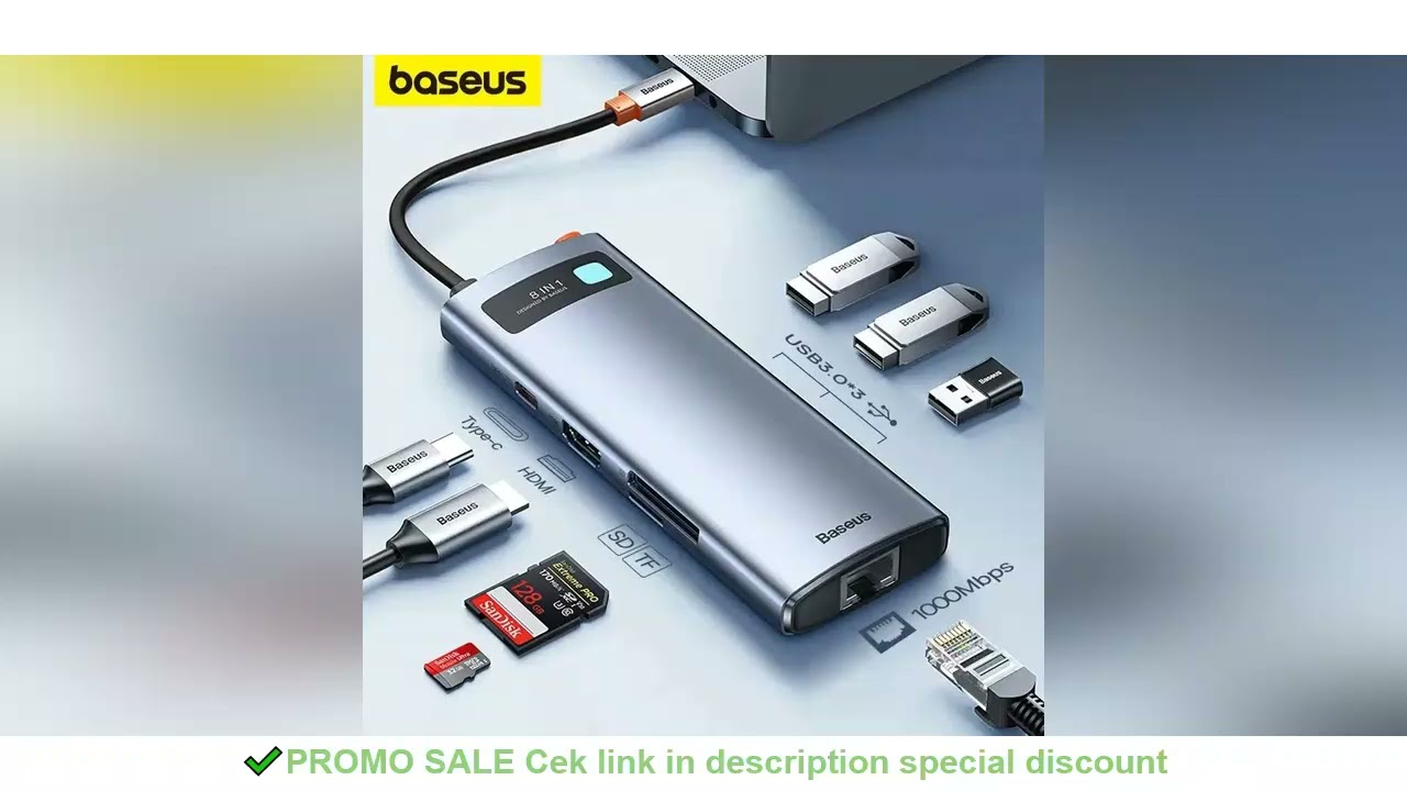 Baseus 4K 60Hz USB C Hub Type C to Ethernet Port PD 100W Adapter for Macbook Pro USB 3.0 Hub Laptop