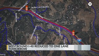 I-40 west near Sedillo Hill to see lane reduction Wednesday
