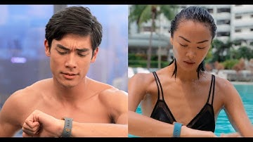 Kelly Tandiono plays with the new Fitbit Ionic