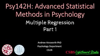 Psy142H Multiple Regression Part 1 Profile