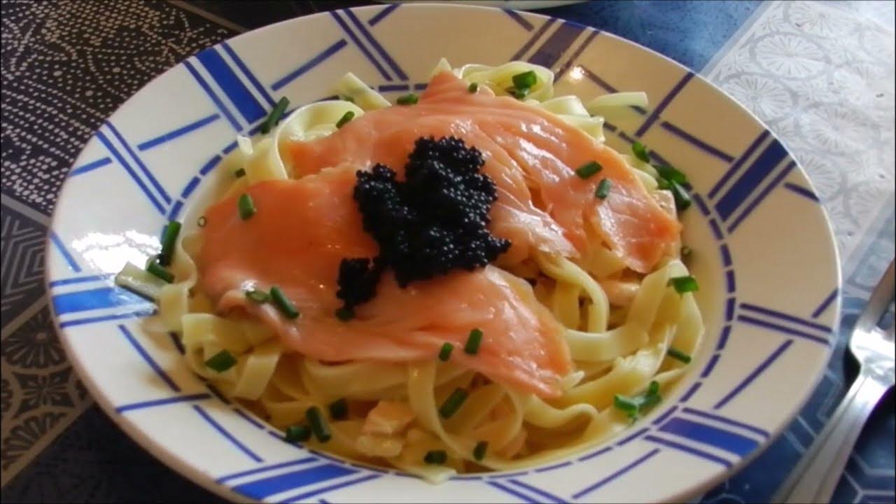 Recette de pâtes Tagliatelle aux deux saumons Œuf de lump pâtes facile