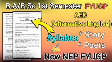 AEC (Alt English) for B.A/B.Sc 1st  Semester New NEP Syllabus Crouse For first Semester 2025//