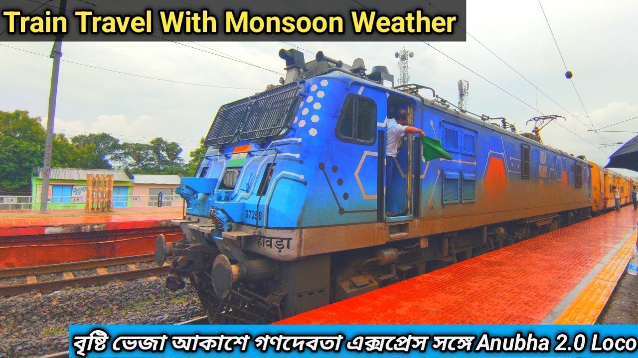 Onboard 13018 Ganadevta Express Journey in Heavy Rain*Anubha 2.0 Loco*
