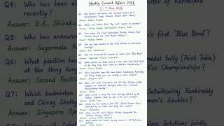1-7 June 2026 Weekly Current Affairs | Daily current Affairs #ssccgl #gk #railway#viral #bpsc#upsc