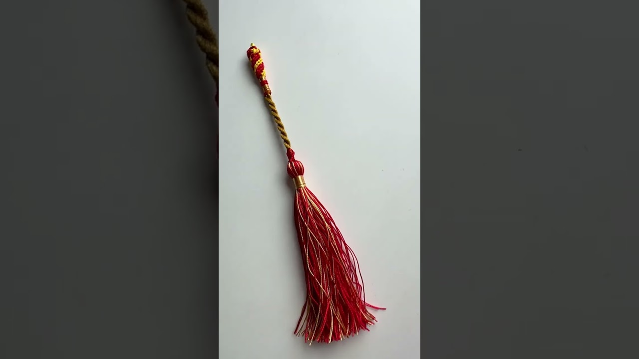 Silky Polyester Threads Tassel For Islamic Prayer Beads Red And Gold Hand Made