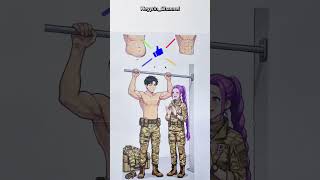 Which One Is Correct?🤔 Rumi X Jinu Military Dance Trend K-pop #kpopdemonhunters #trending #art