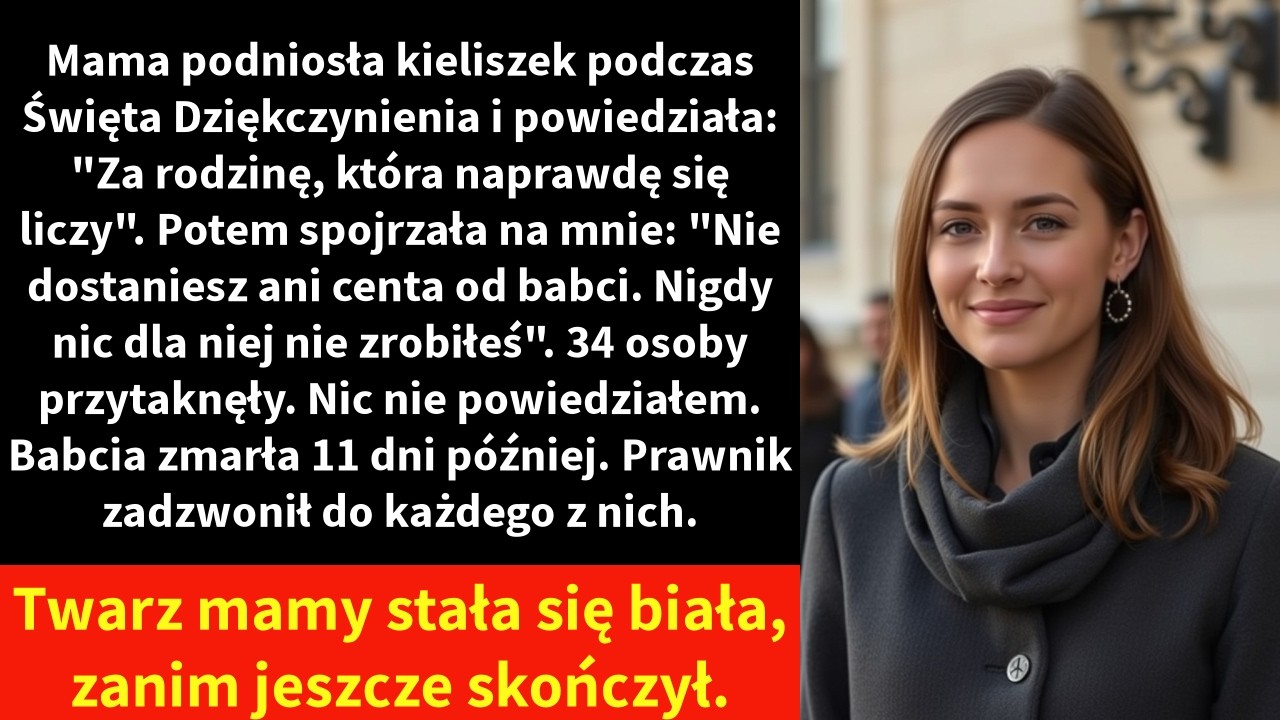 Mama podniosła kieliszek podczas Święta Dziękczynienia i powiedziała: 