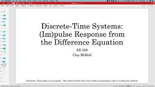 EE328 Unit3: Impulse response from difference equation