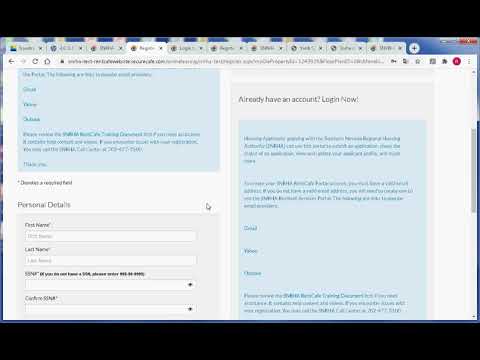 SNRH RentCafe Applicant Portal Registration With NO Registration Code (New Applicant)