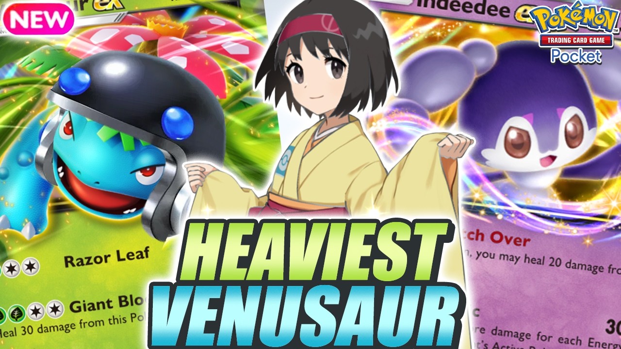 VENUSAUR Becomes SUPER TANKY with INDEEDEE & HEAVY HELMET ! – Pokemon TCG Pocket