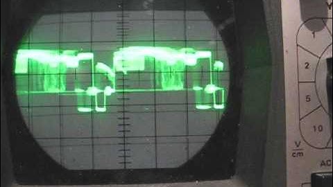 video signal as waveform on oscilloscope