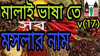 Malay Vasa তে মসলার নাম । মালয়েশিয়াতে মসলার নাম গুলো জানুন। SPICES NAMES IN MALAY LANGUAGE