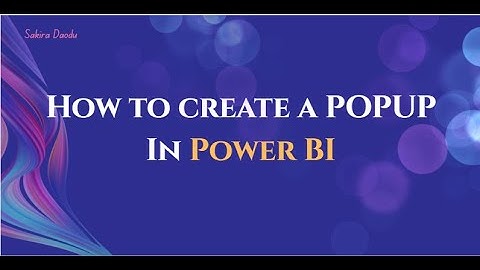 How to create a POPUP In Power BI
