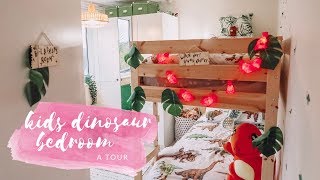 DINOSAUR THEMED KIDS BEDROOM TOUR - BUNK BEDS & SHARING A BEDROOM