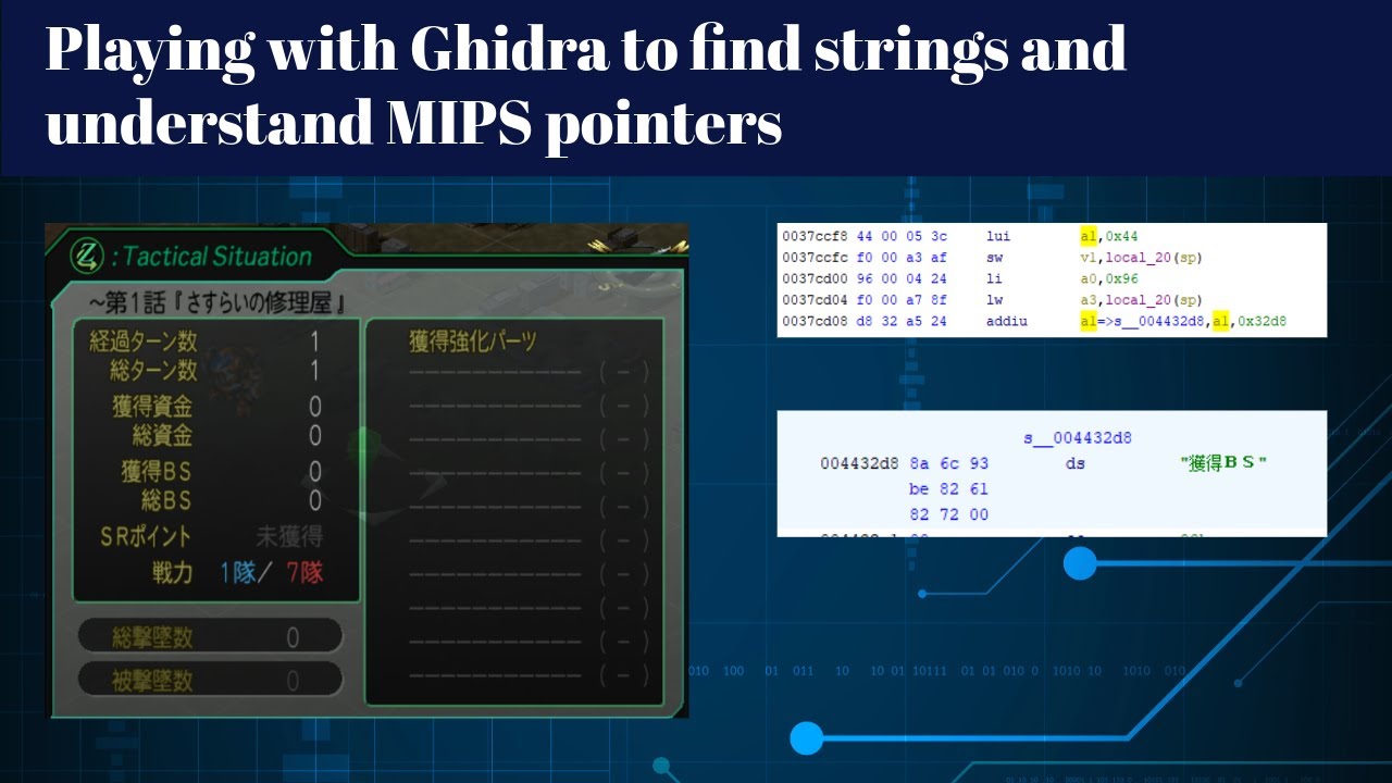 Playing with Ghidra to find strings and understand MIPS pointers - YouTube