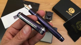 Sailor Pro Gear Slim Purple Cosmos Fountain Pen Unboxing and Writing Sample