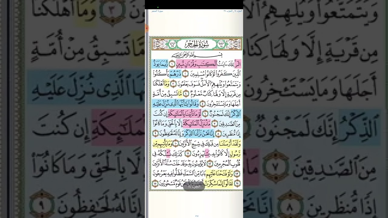 تثبيت وتربيط سورة الحجر[الربع الأول ] من ايه ١ حتى اية ٤٨ .