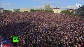 Epic Viking war chant  10,000 fans pay tribute to Iceland team leaving Euro 2016