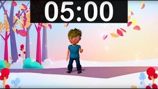 Timer for Kids 5 Minutes! Countdown Timer with Music for Classroom, Dance, Workout, Home, School!