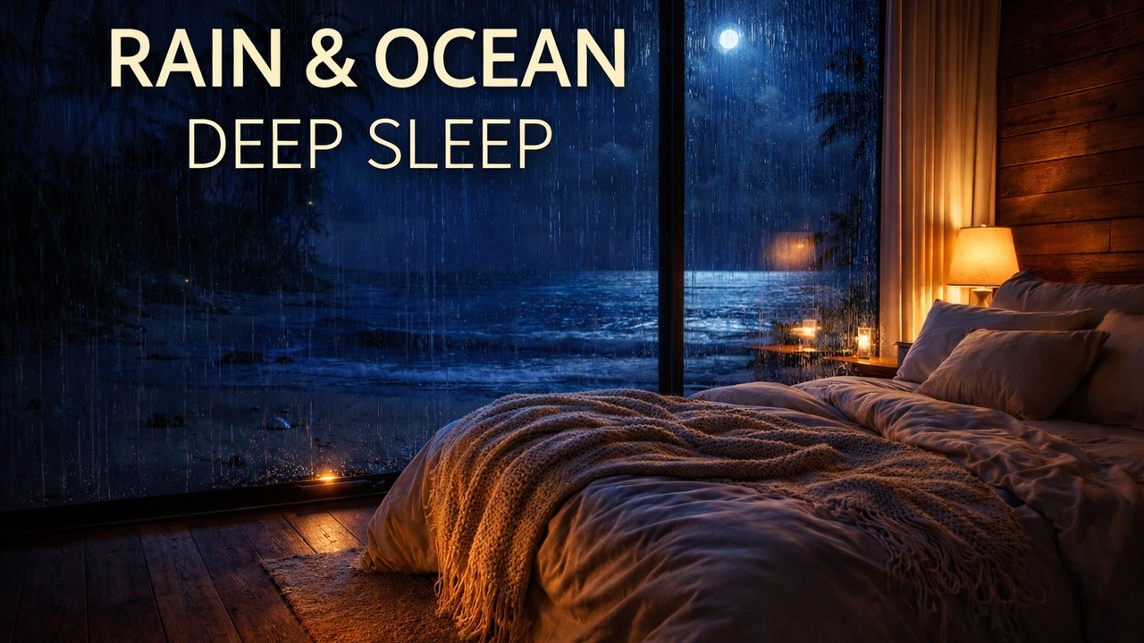 Rainy Night by the Ocean 🌧️ Relaxing Rain & Waves for Deep Sleep (2 ...
