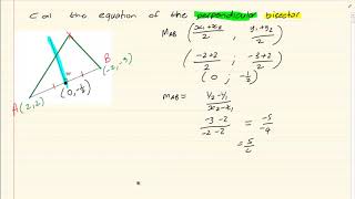 Grade 11: Analytical Geometry: How to calculate the equation of the perpendicular bisector