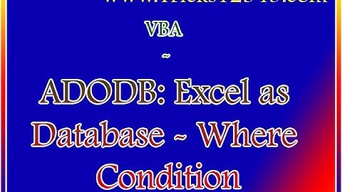 VBA ADODB Connect to  Excel as Database Where Condition