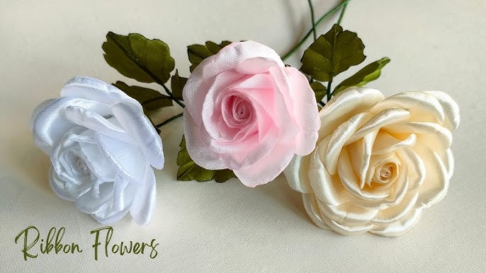 DIY/how to make satin ribbon flowers rose easy 