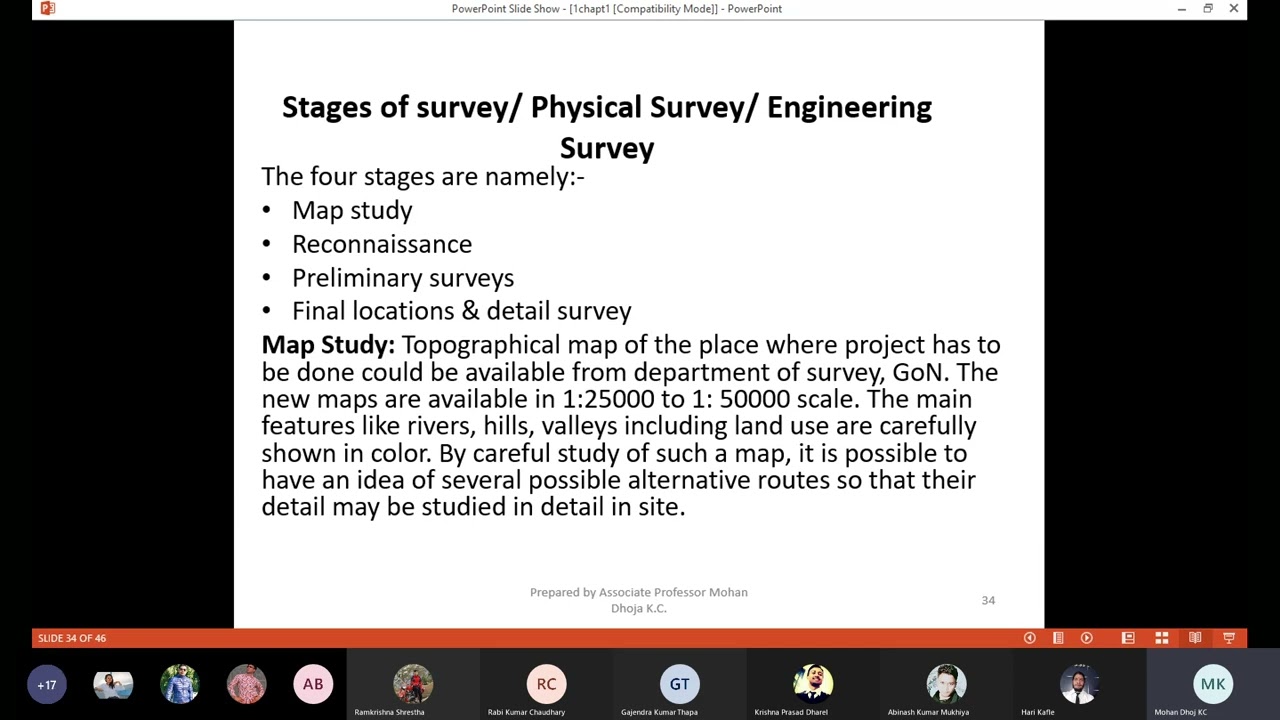 4 Stages of Survey: Map Study, Reconnaissance, Preliminary Survey & Final Location and Detail Survey