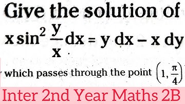Homogeneous Differential equation in telugu||Inter 2nd Year Maths 2B@maths naresh eclass