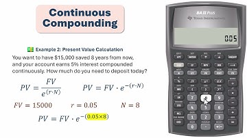 Continuous Compounding: FV, PV, and Interest Rate Solved Using BA II Plus